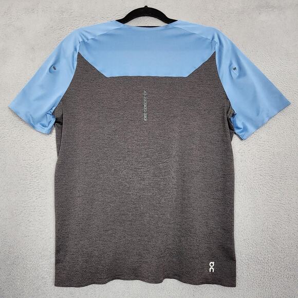 On Running Shirt Mens Large Blue Gray Performance Ventilated Quick Dry Tee Mesh - Picture 2 of 10